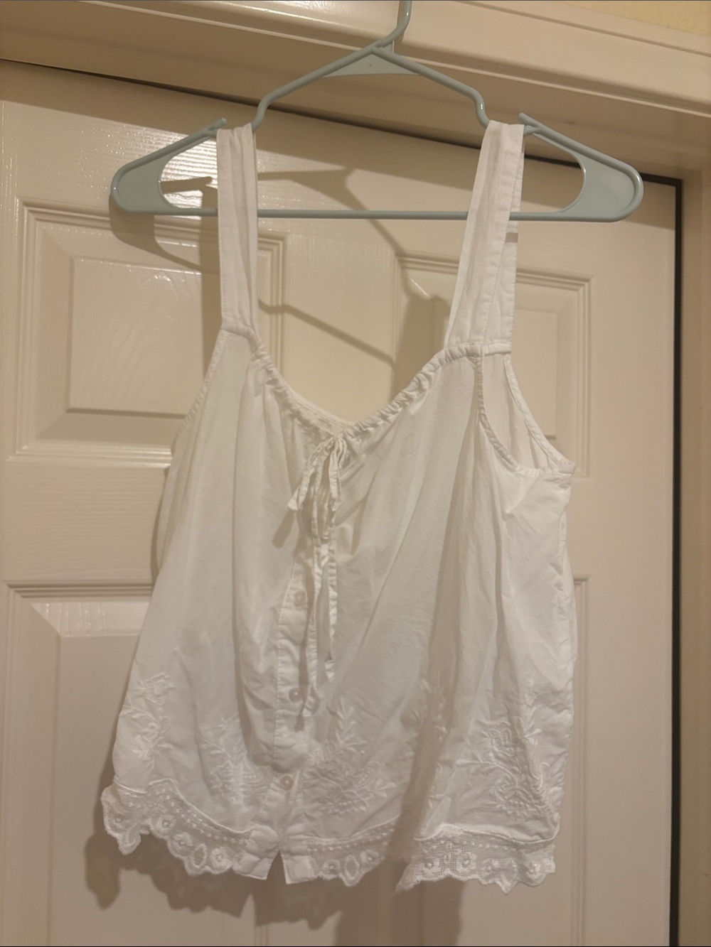 Old Navy White Lace-Trim Cotton Tank Top